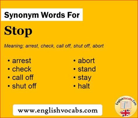 Synonym for stopped - Find 94 different ways to say STOP-DEAD, along with antonyms, related words, and example sentences at Thesaurus.com. 